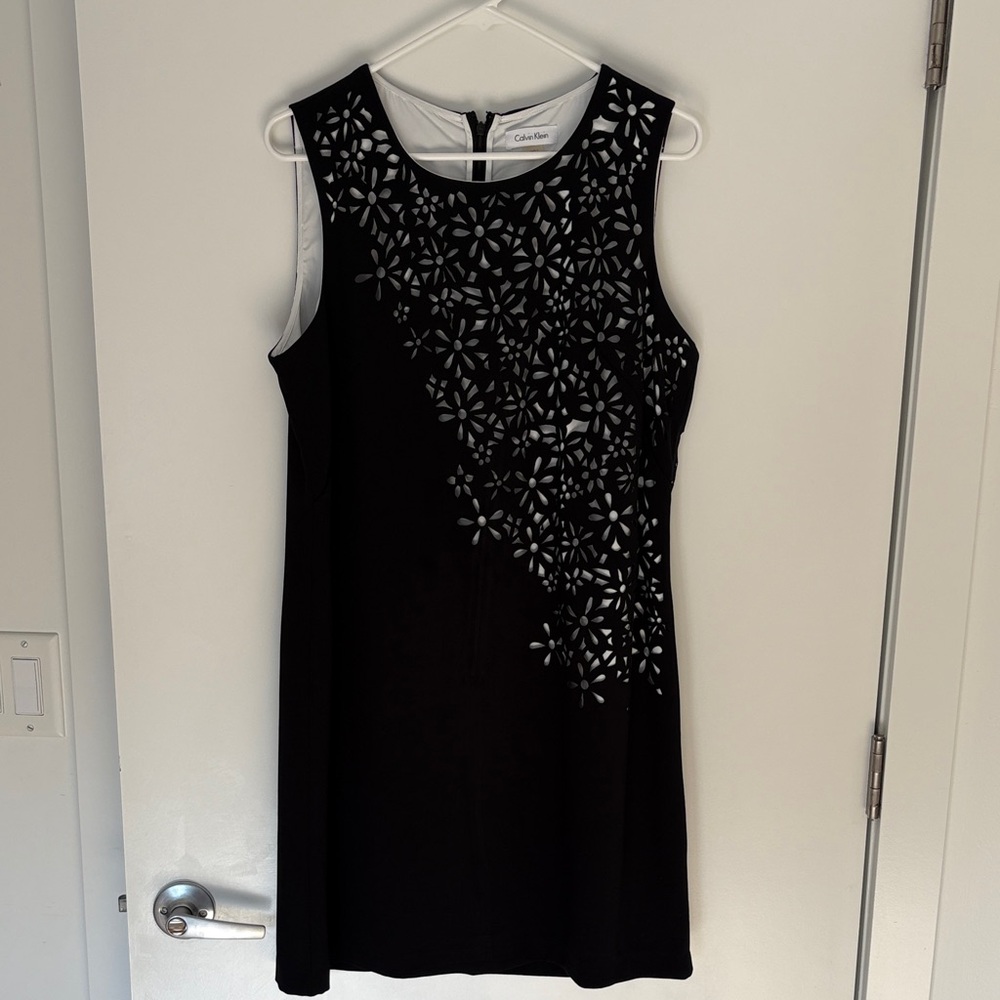Calvin Klein Black Dress with White Floral Design